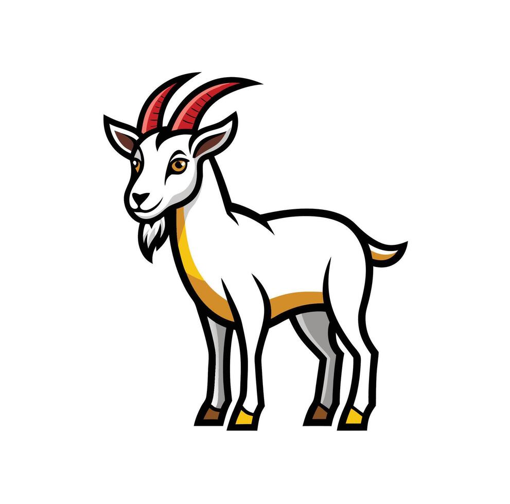 Bold Outline Goat Illustration on White Background vector