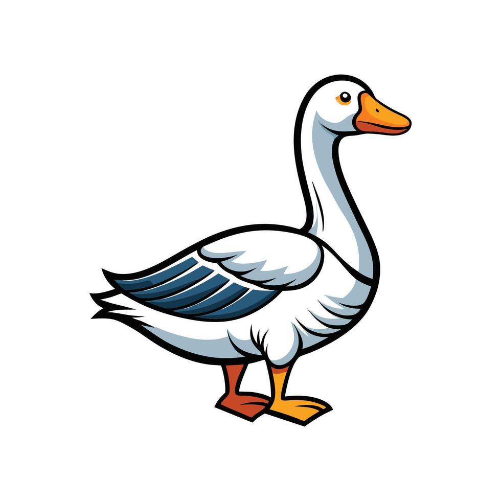 Vivid Bold Outline Goose Illustration on White vector