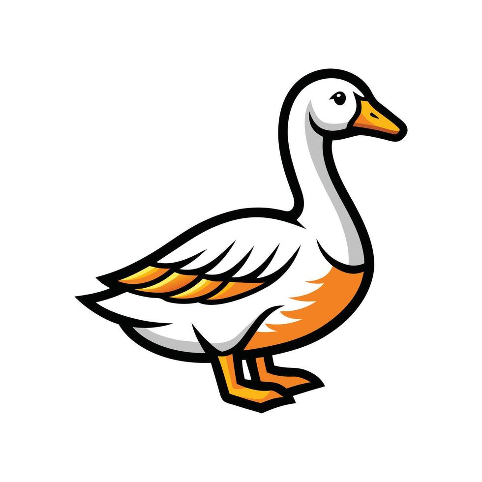 Lifelike Bold Outline Goose Illustration on White vector