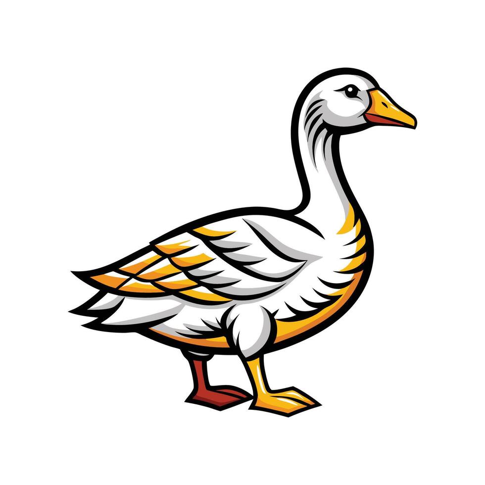 Stunning Bold Outline Goose Illustration on White vector