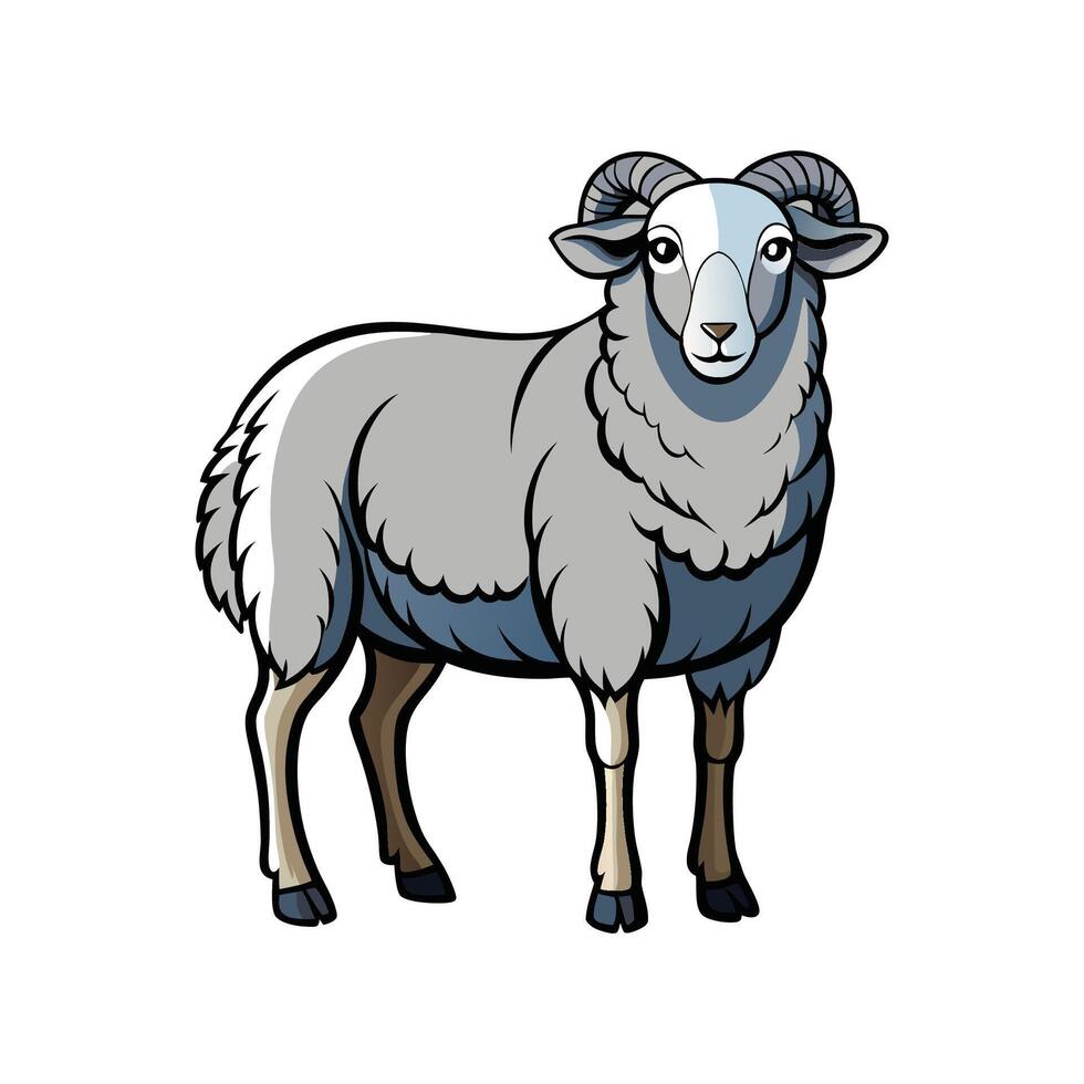 Beautiful Hampshire Sheep Realistic Color Illustration Design vector