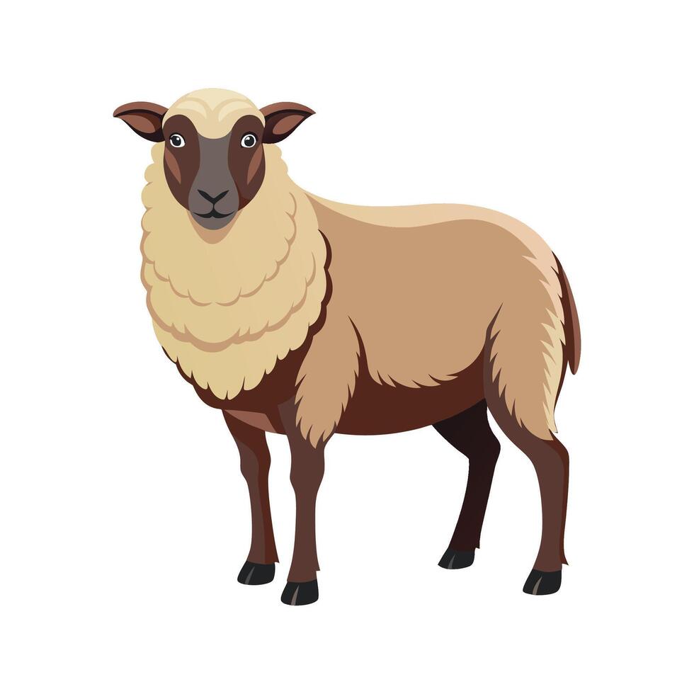 Charming Hampshire Sheep Realistic Color Illustration Design vector