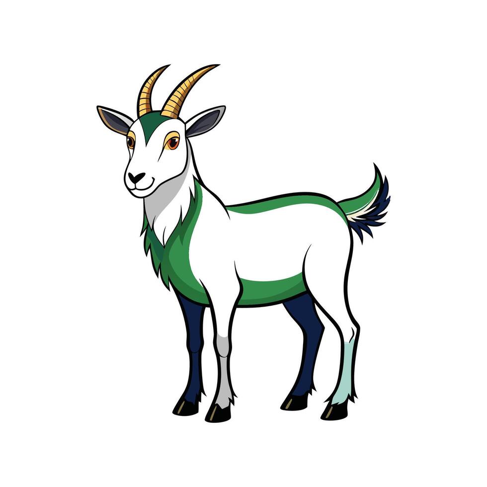 Adorable Lamancha Goat Realistic Color Illustration vector