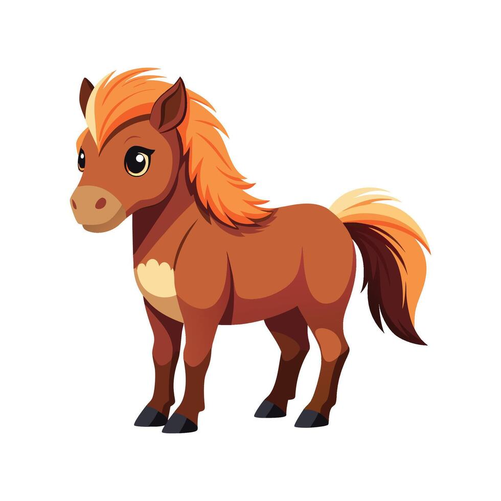 Vivid Miniature Horse Realistic Color Illustration on White vector