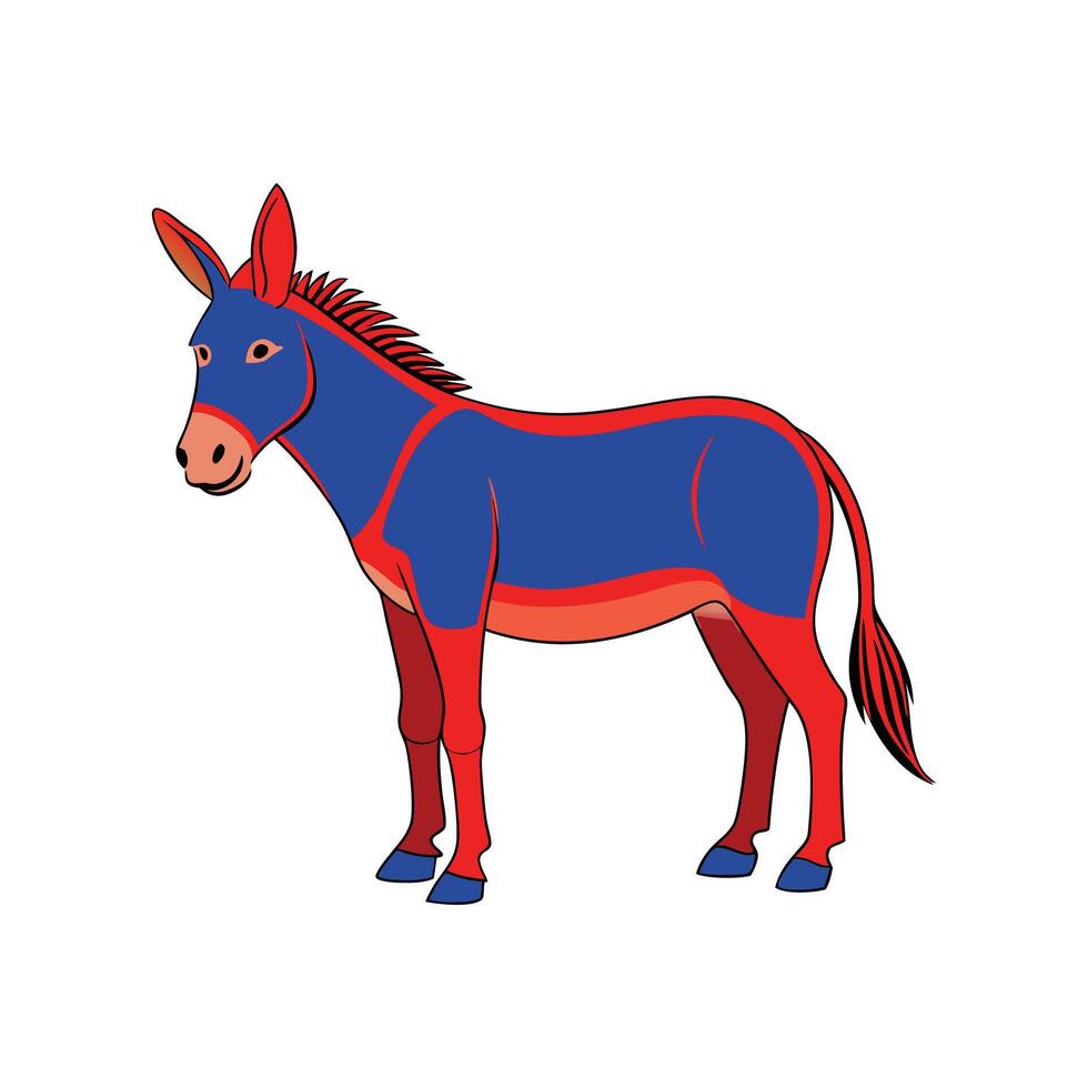 Charming Mule Realistic Color Illustration with Outline vector