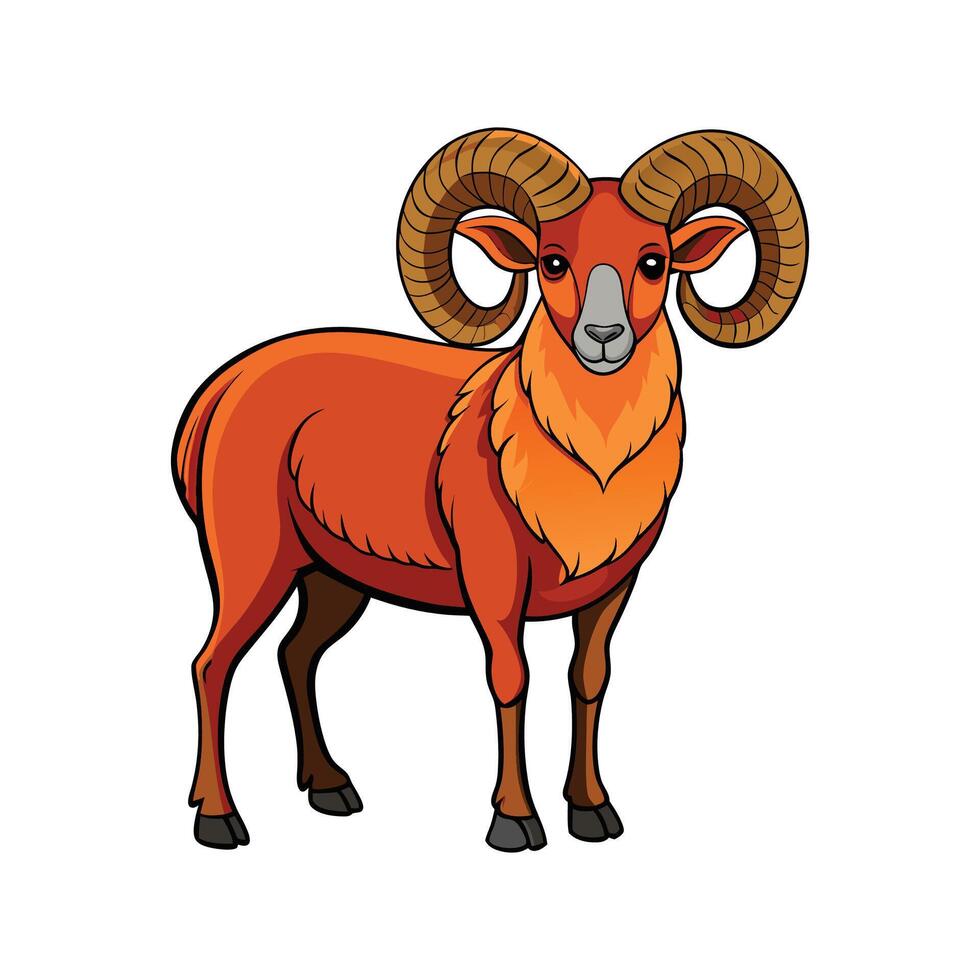 Charming Norfolk Horn Sheep Realistic Color Illustration vector