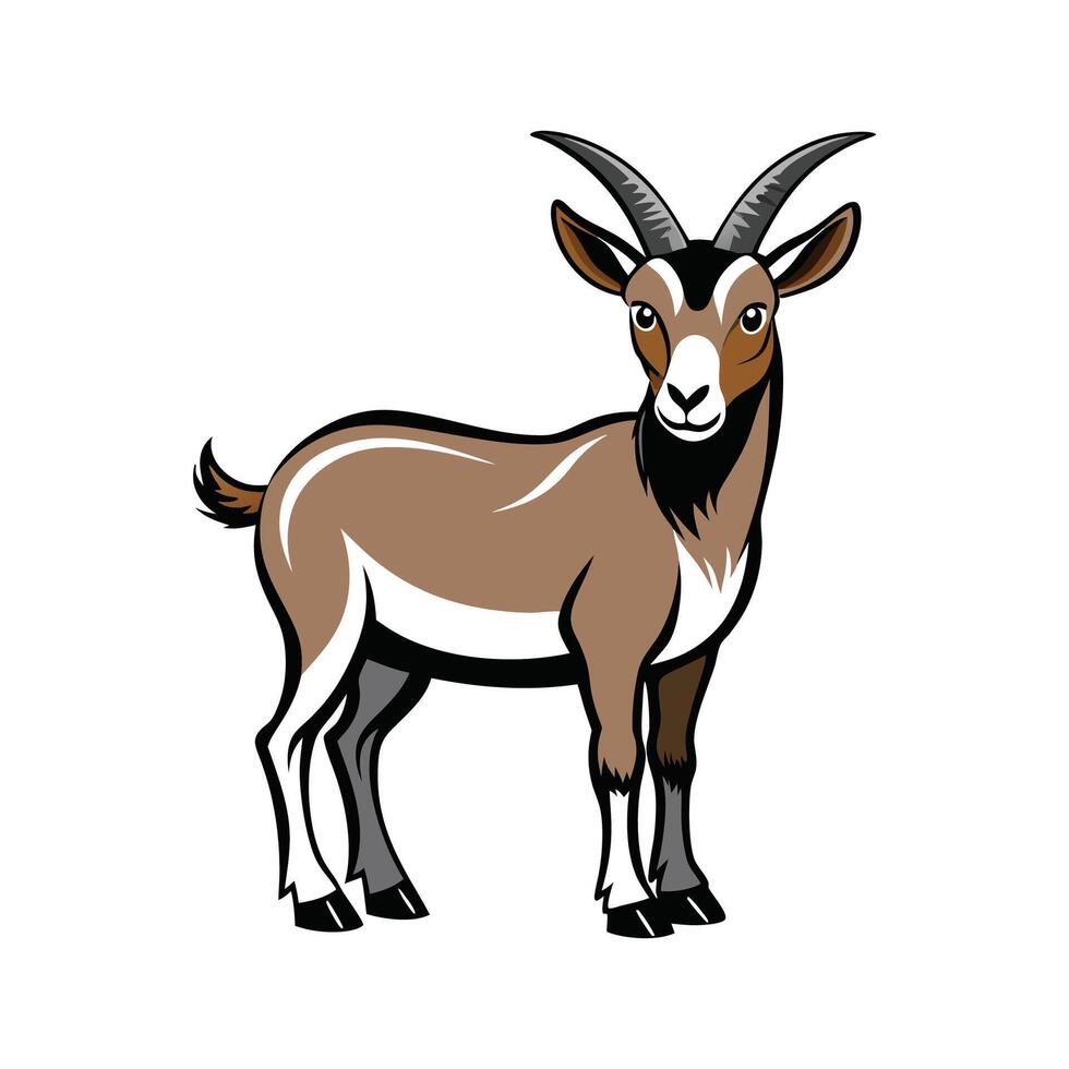 Stunning Oberhasli Goat Realistic Color Illustration vector
