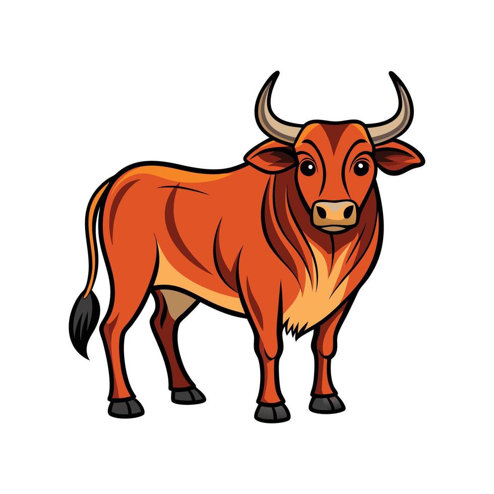 Beautiful Ox Realistic Color Illustration with Outline vector