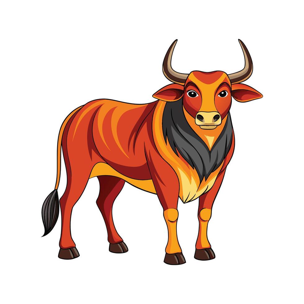 Stunning Ox Realistic Color Illustration with Outline vector