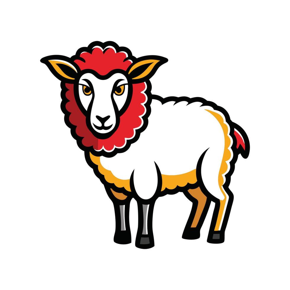Vivid Bold Outline Sheep Illustration on White Background vector