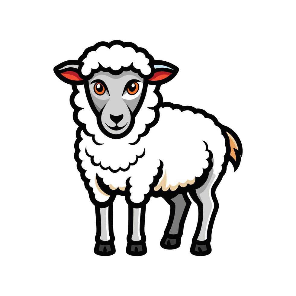 Stunning Bold Outline Sheep Illustration on White Background vector