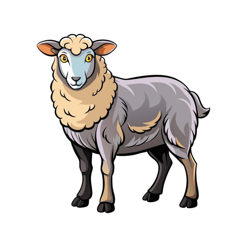 Stunning Southdown Sheep Realistic Color Illustration. vector