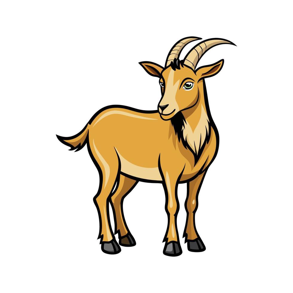 Beautiful Spanish Goat Realistic Color Illustration with Outline vector