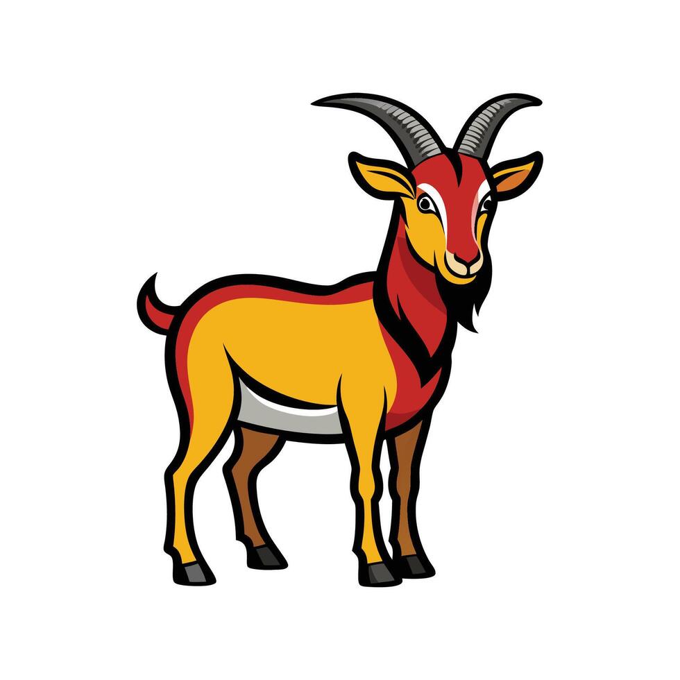 Stunning Spanish Goat Realistic Color Illustration with Outline. vector