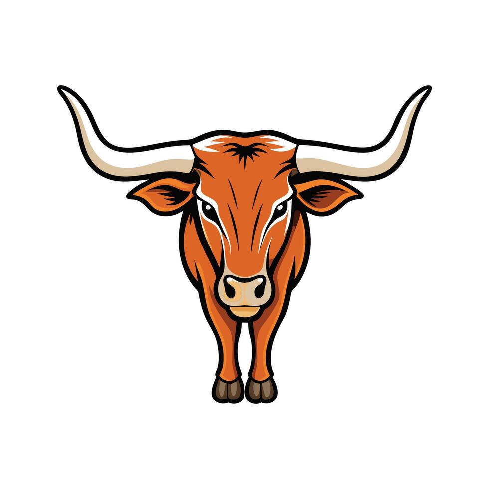 Beautiful Texas Longhorn Realistic Color Illustration with Outline vector