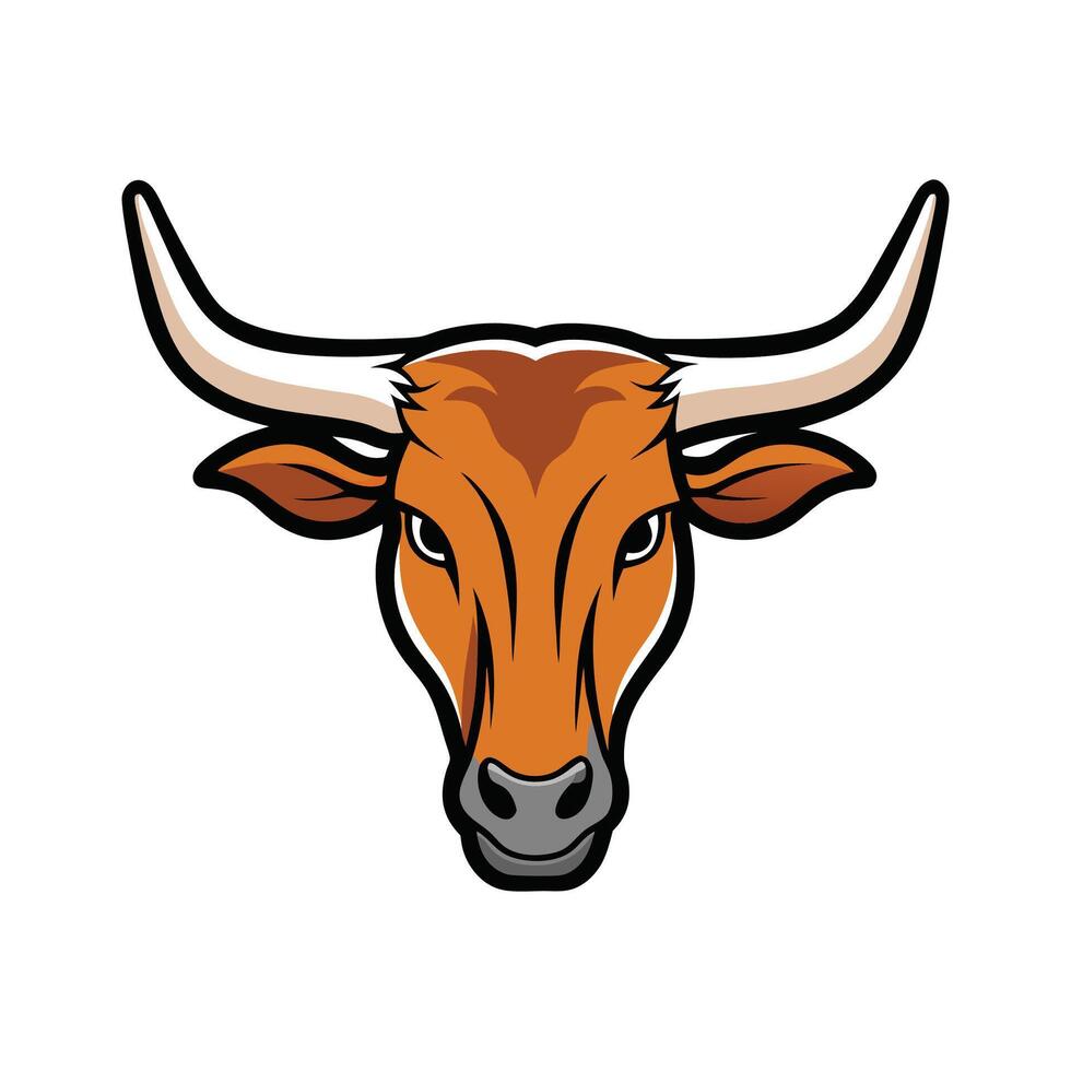 Vivid Texas Longhorn Realistic Color Illustration with Outline vector