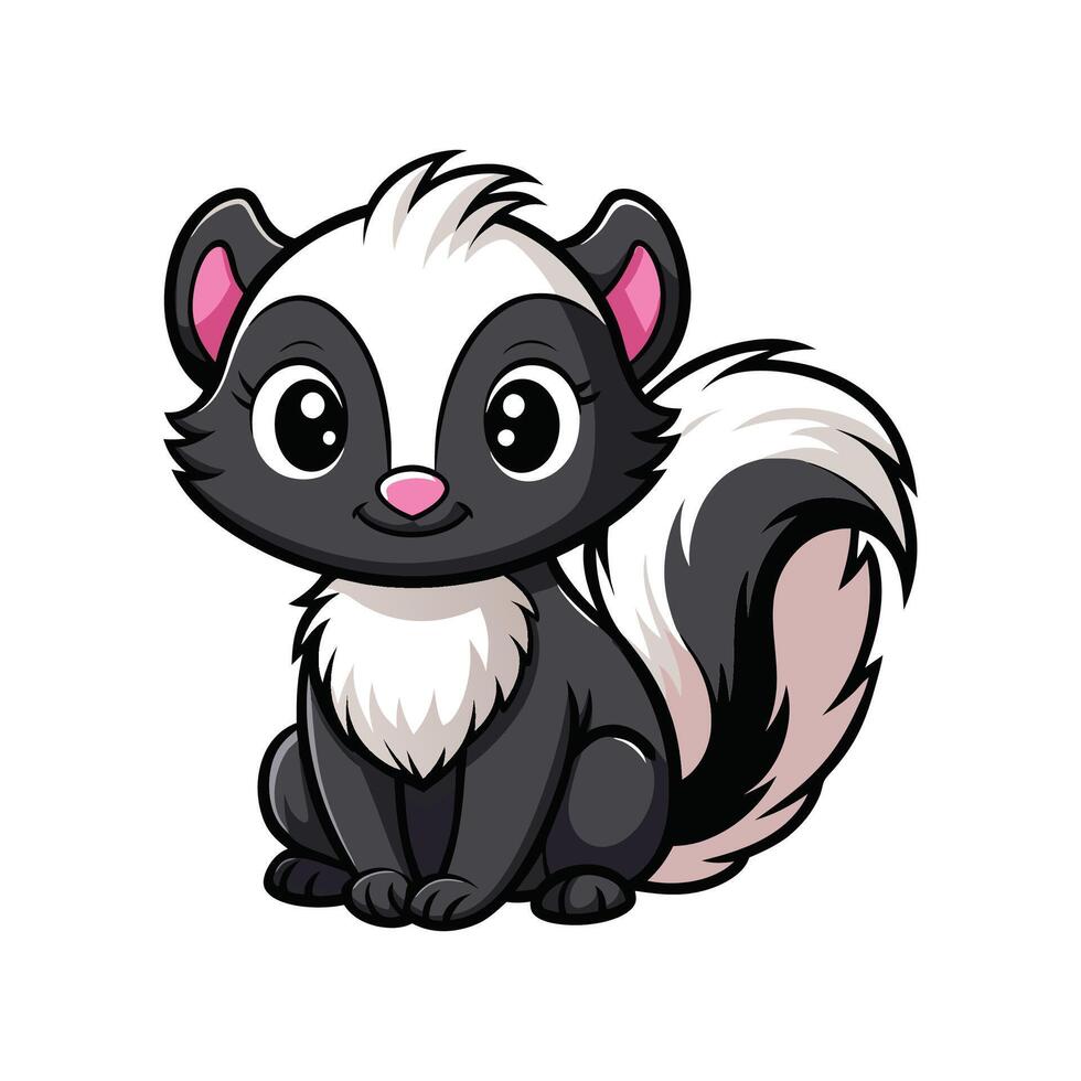 Adorable Skunk Cub Sitting Nurturingly vector