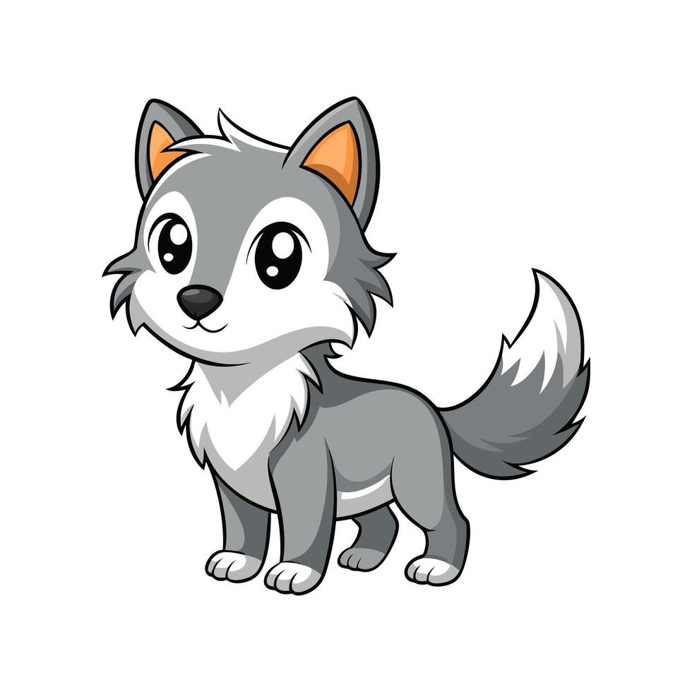 Howling Wolf Cub Under the Moonlight vector