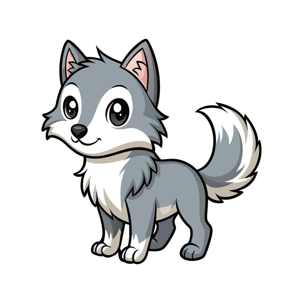 Tiny Wolf Cub Howling in the Wilderness vector