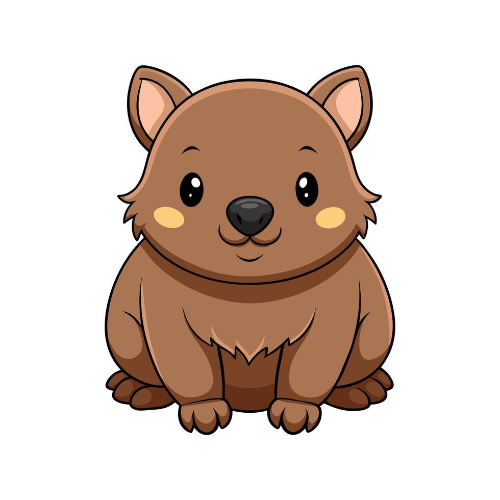Adorable Wombat Cub Relaxing in Nature vector