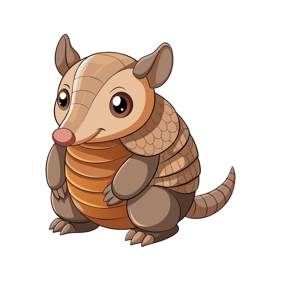 Cute Baby Armadillo Sitting to Explore Surroundings vector