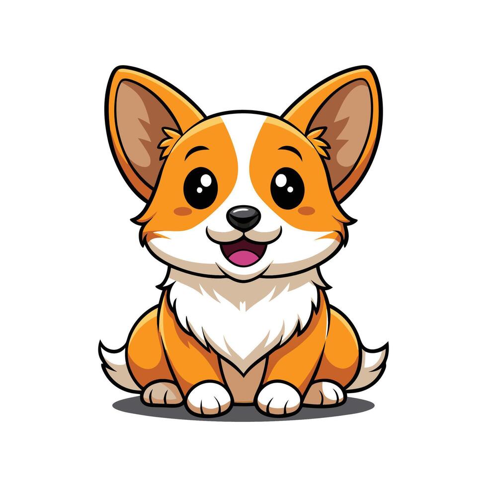 Charming Baby Corgi Puppy Sitting Contentedly vector