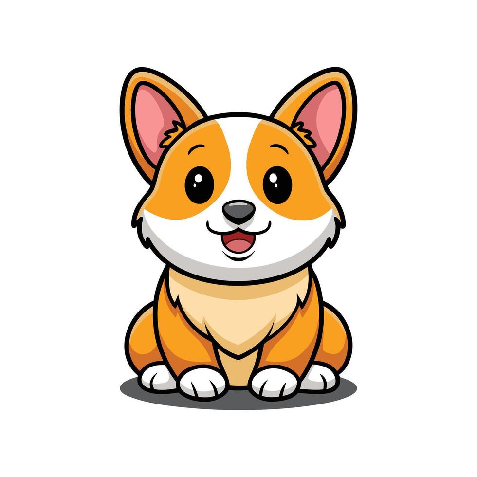 Sweet Baby Corgi Puppy Sitting and Relaxing vector