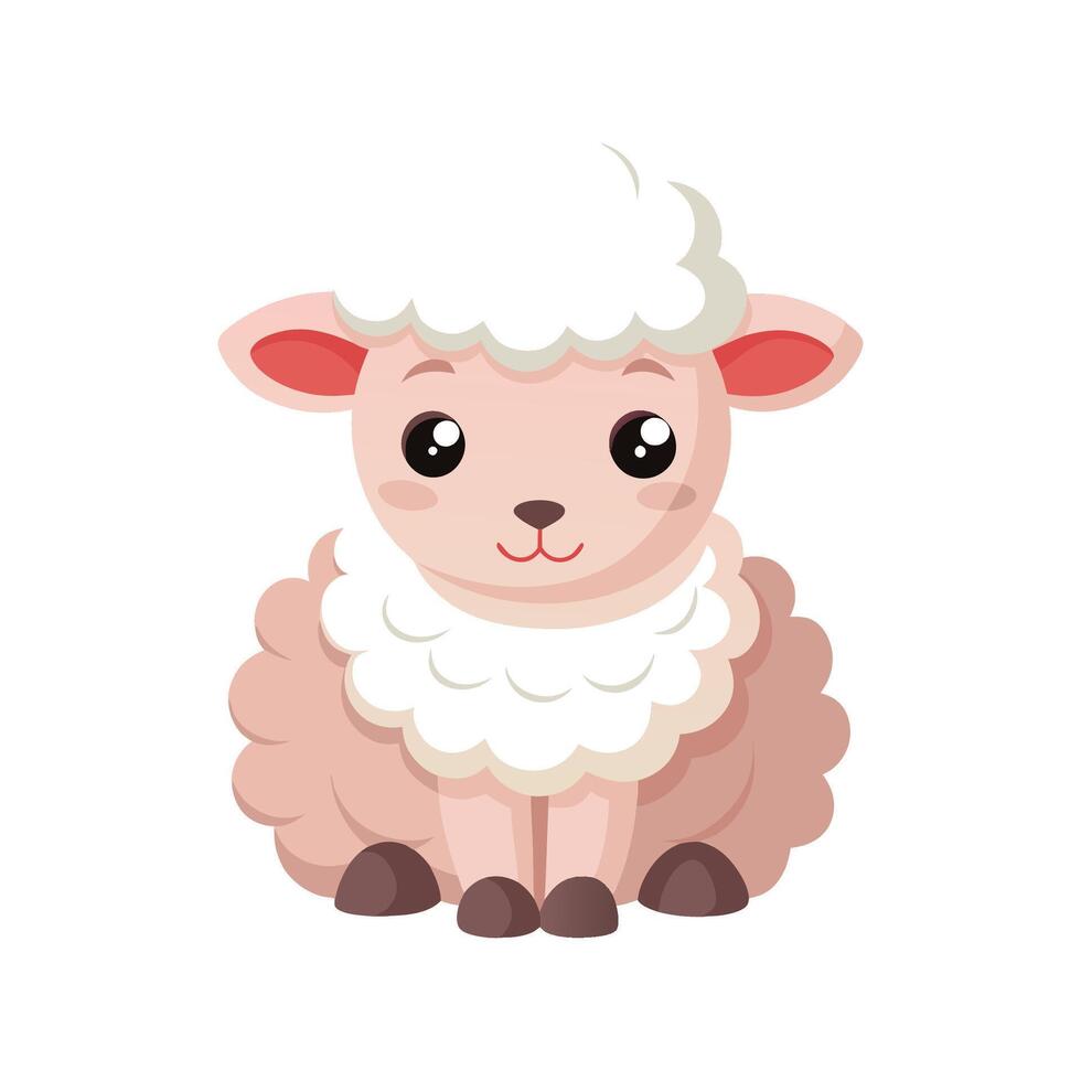 Charming Fluffy Baby Lamb Sitting Peacefully vector