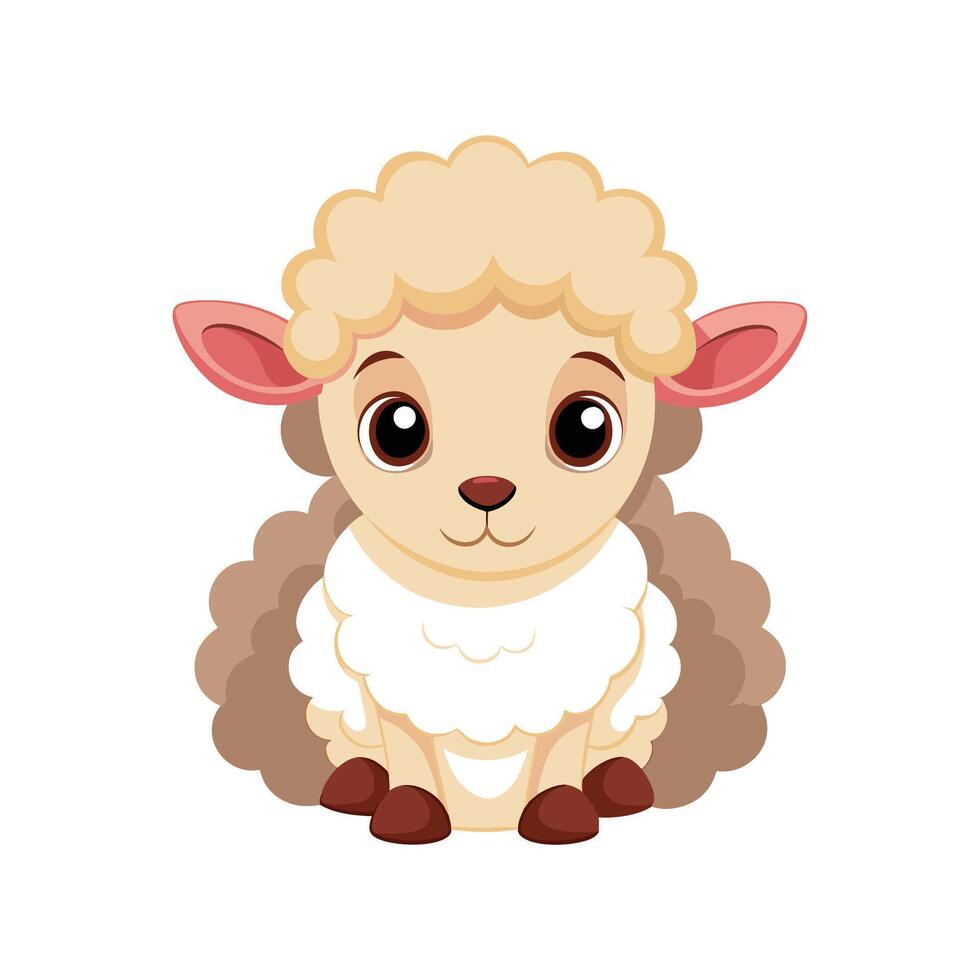 Cute Fluffy Baby Lamb Sitting and Relaxing vector
