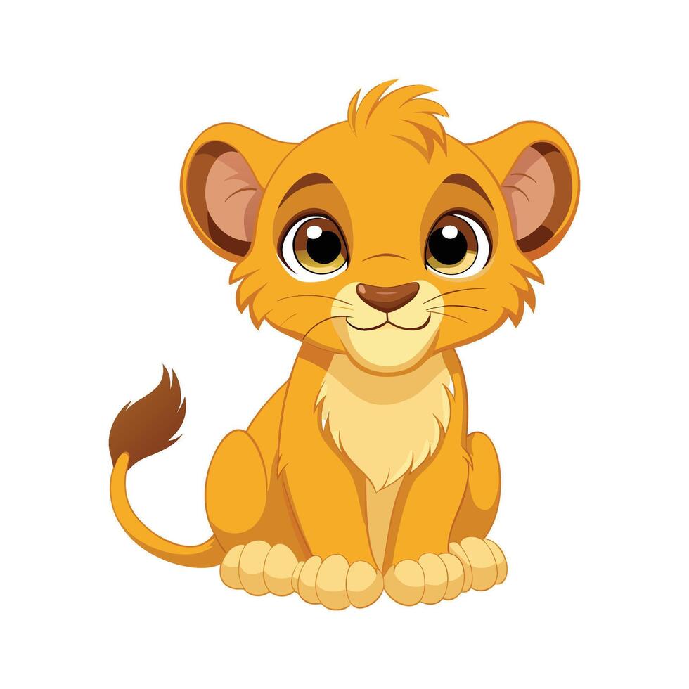 Adorable Baby Lion Cub Sitting and Playing vector