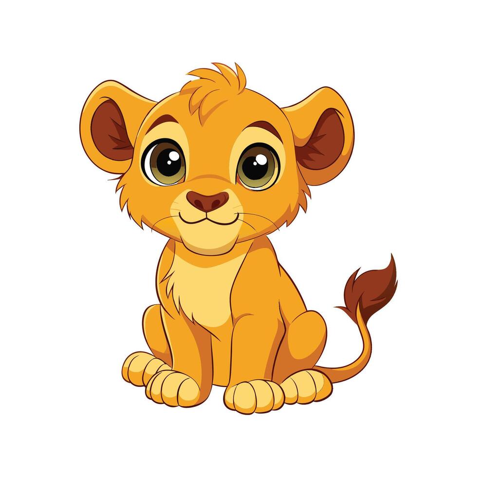 Cute Baby Lion Cub Sitting with a Joyful Expression vector