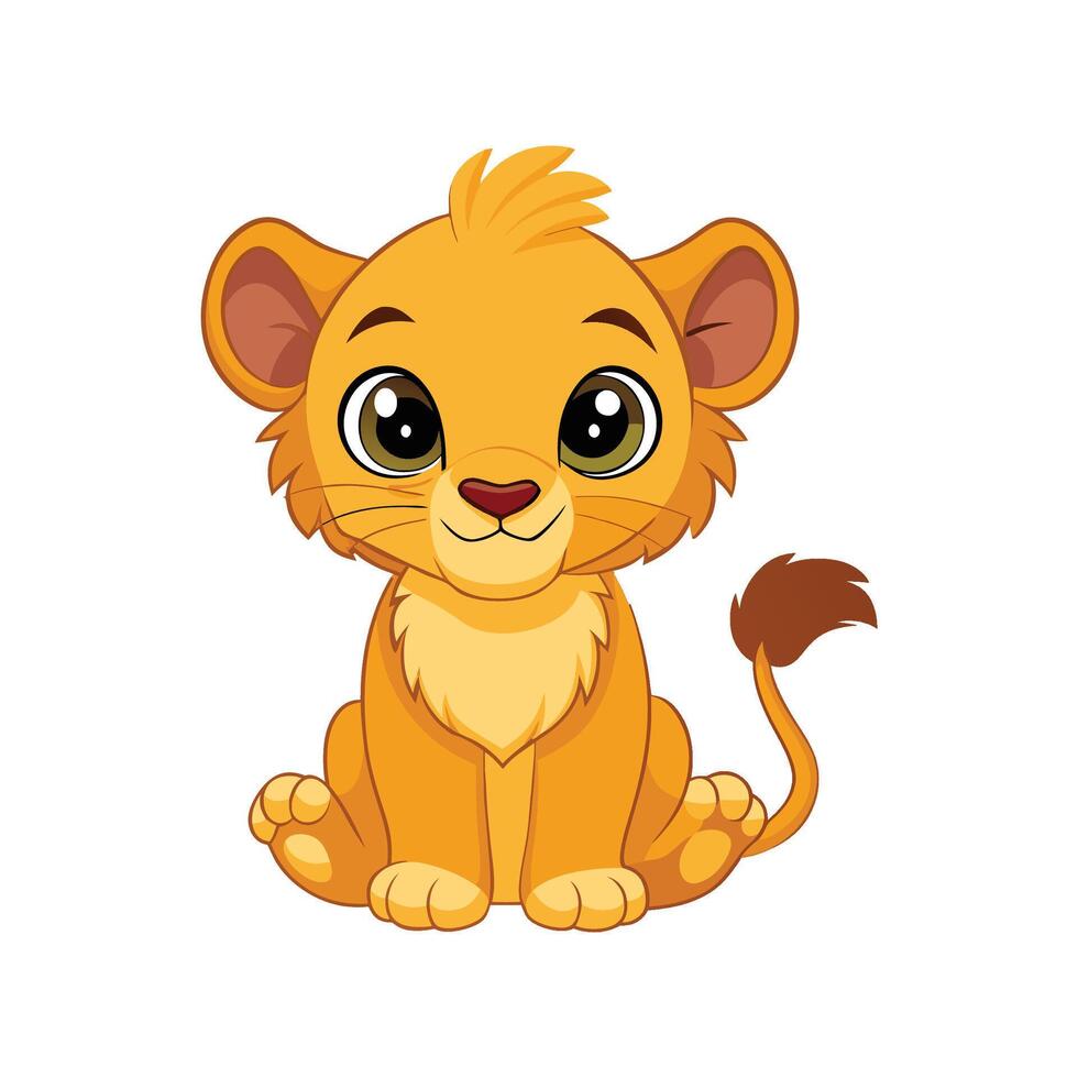 Charming Baby Lion Cub Sitting Proudly vector