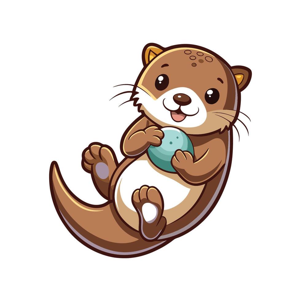 Sweet Baby Otter Floating on Its Back Playfully vector