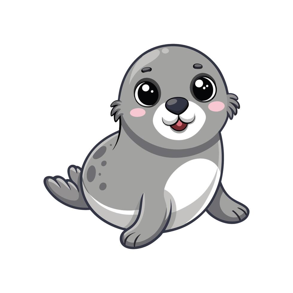 Cute Baby Seal Waving a Flipper with Excitement vector