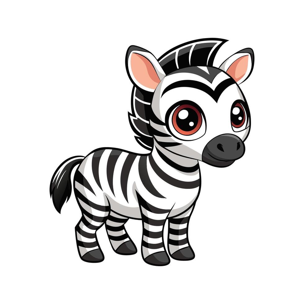 Sweet Baby Zebra Standing with a Playful Stance vector