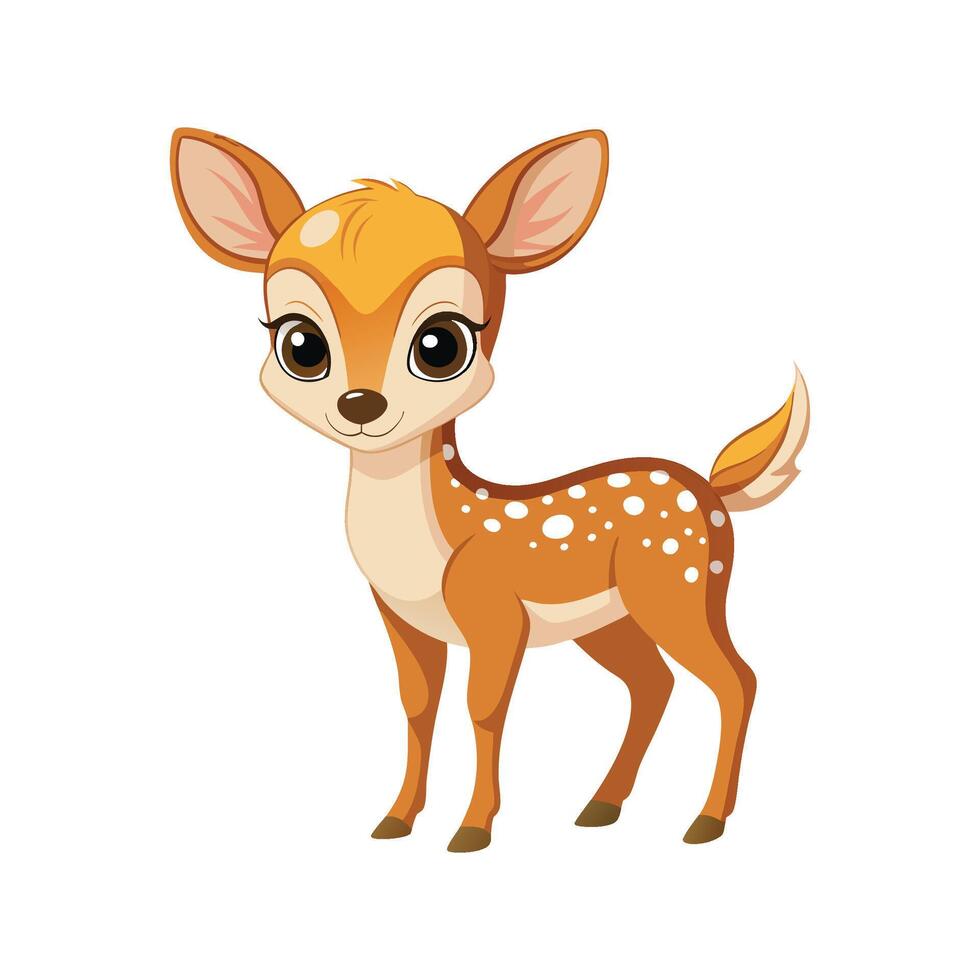 Adorable Baby Deer Fawn Standing in Peaceful Nature vector