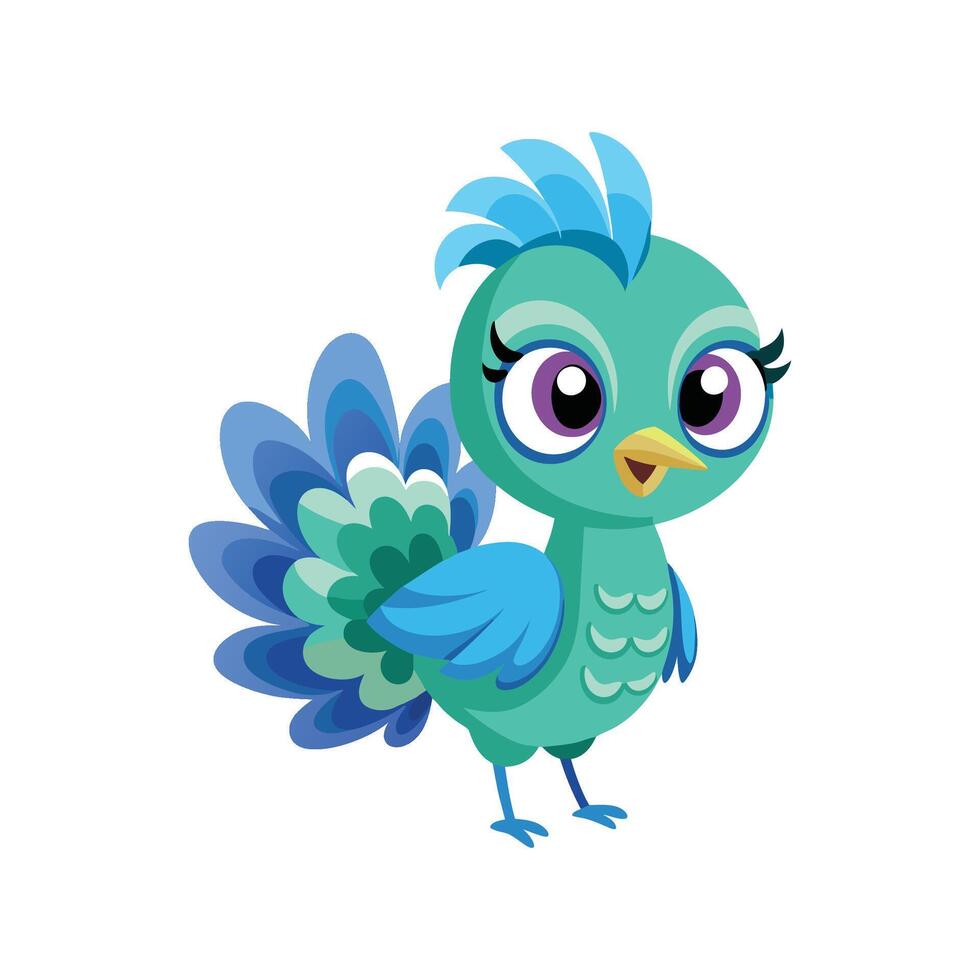 Charming Baby Peacock Preening Its Small Feathers vector