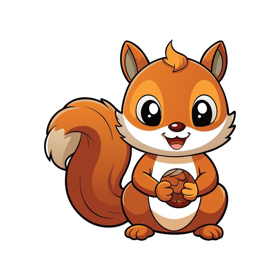 Charming Baby Squirrel Enjoying an Acorn Snack vector