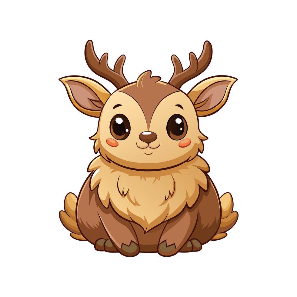 Sweet Baby Elk Sitting Comfortably in Peace vector