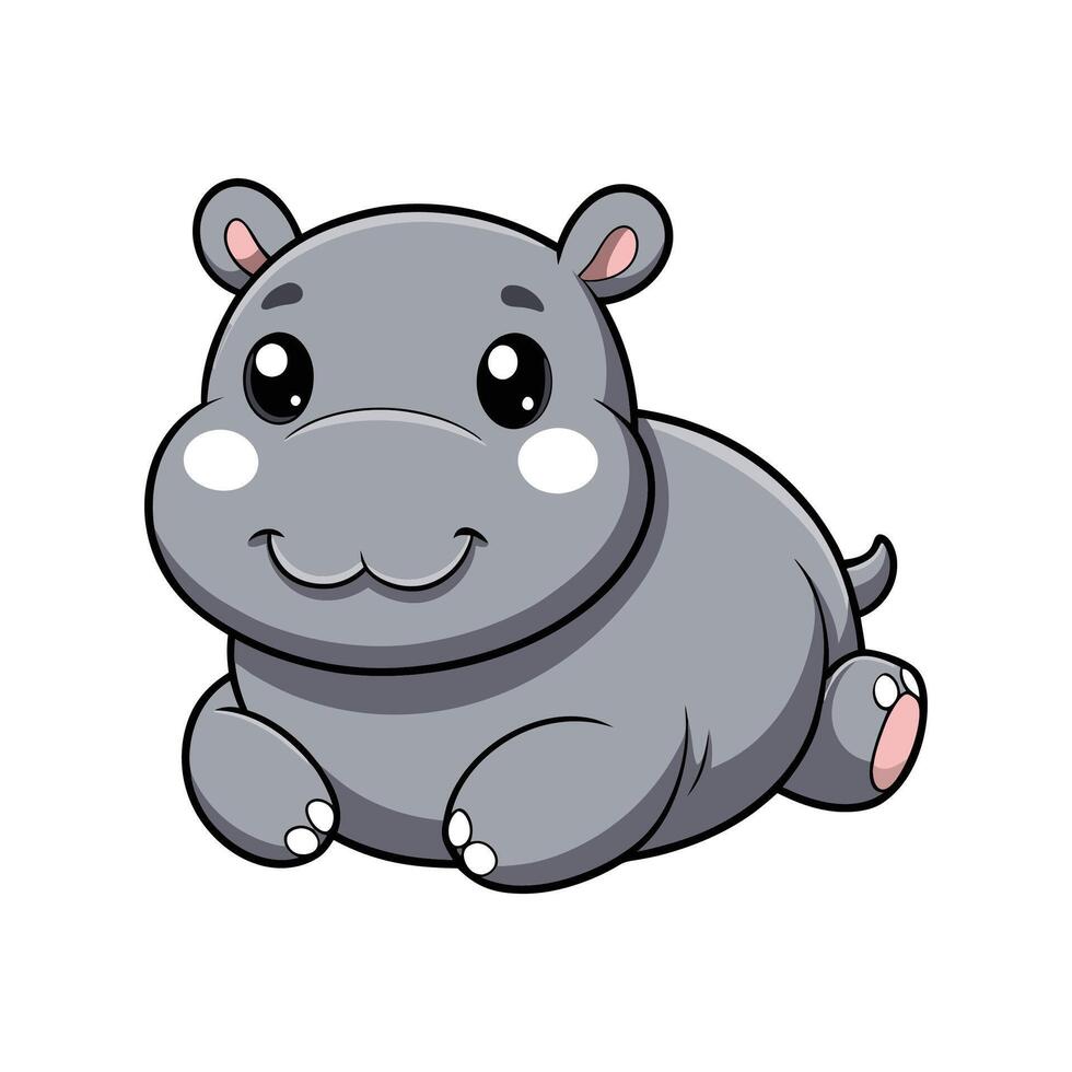 Sweet Baby Hippo Lying Down Comfortably vector