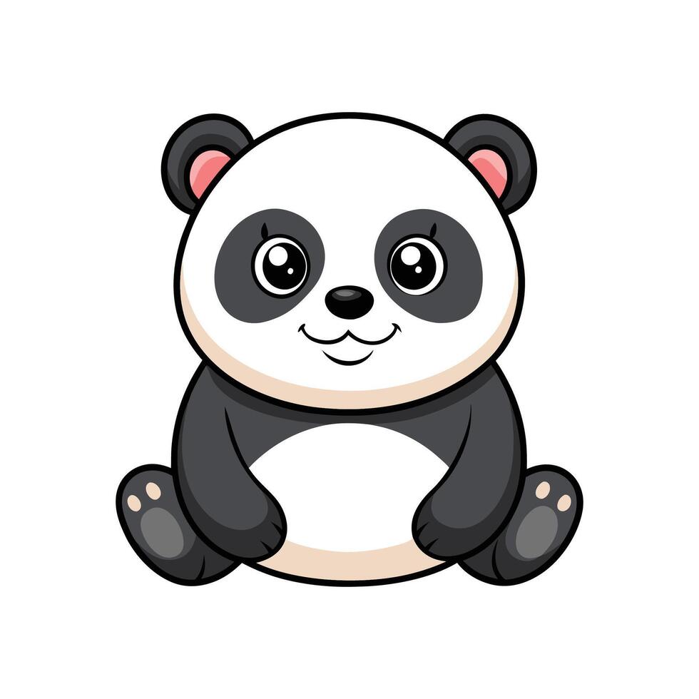 Adorable Baby Panda Sitting with a Cheerful Expression vector