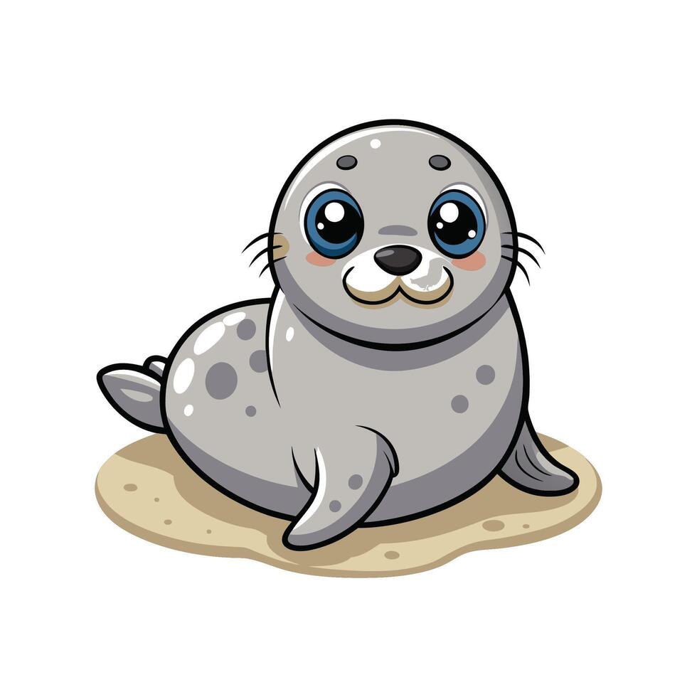 Cute Baby Seal Resting on the Warm Sand vector