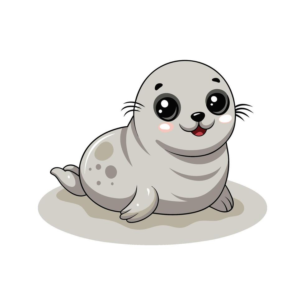 Sweet Baby Seal Lying on the Sand and Relaxing vector