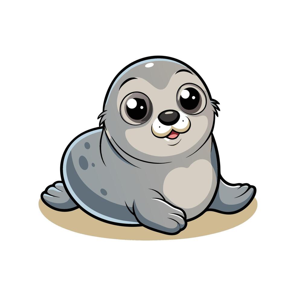 Adorable Baby Seal Lying Comfortably on the Beach vector