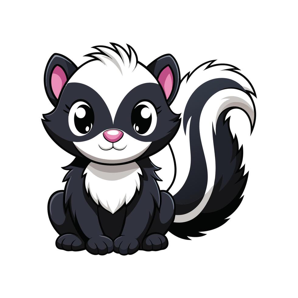 Charming Baby Skunk Sitting and Smiling Joyfully vector