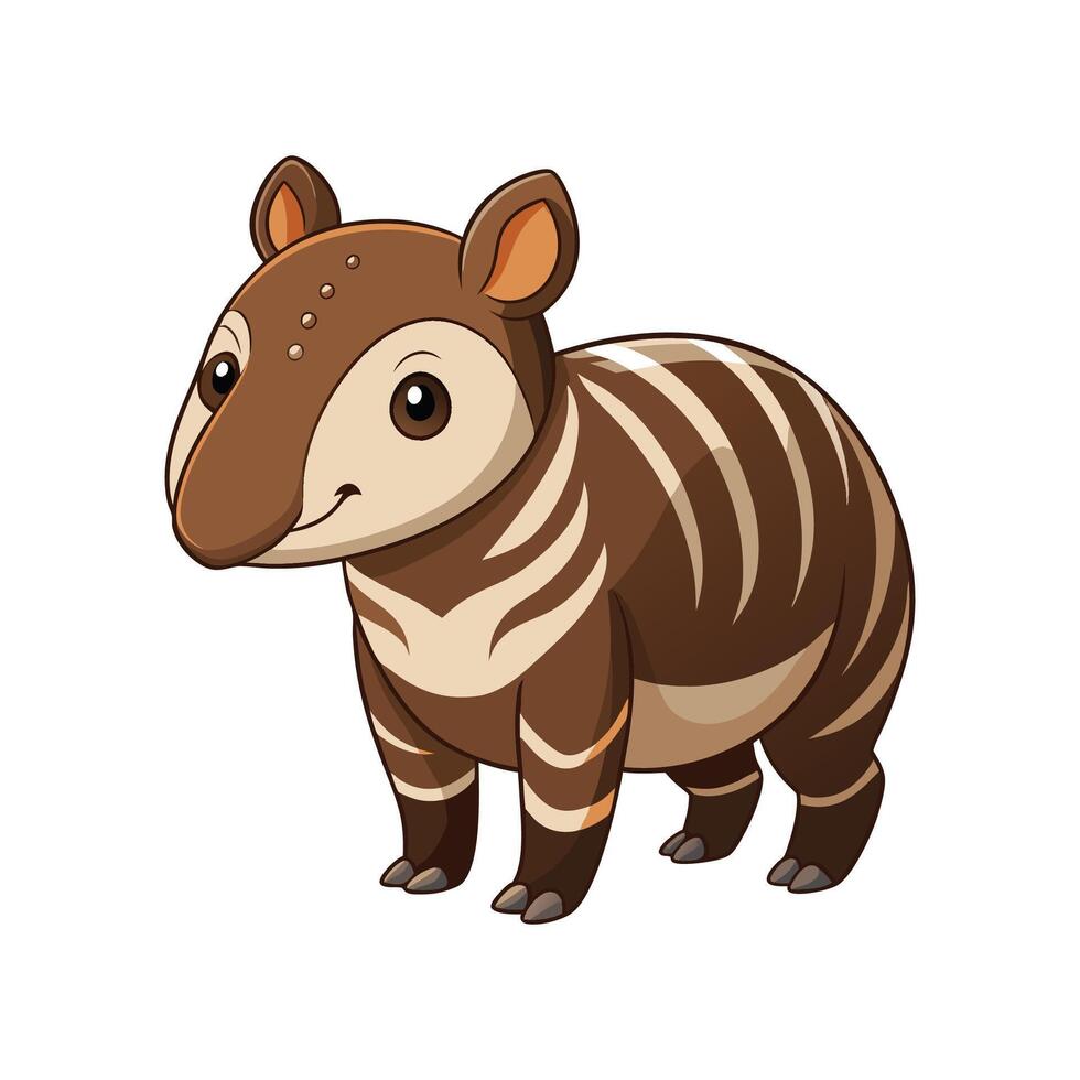 Charming Baby Tapir Standing and Exploring Joyfully vector
