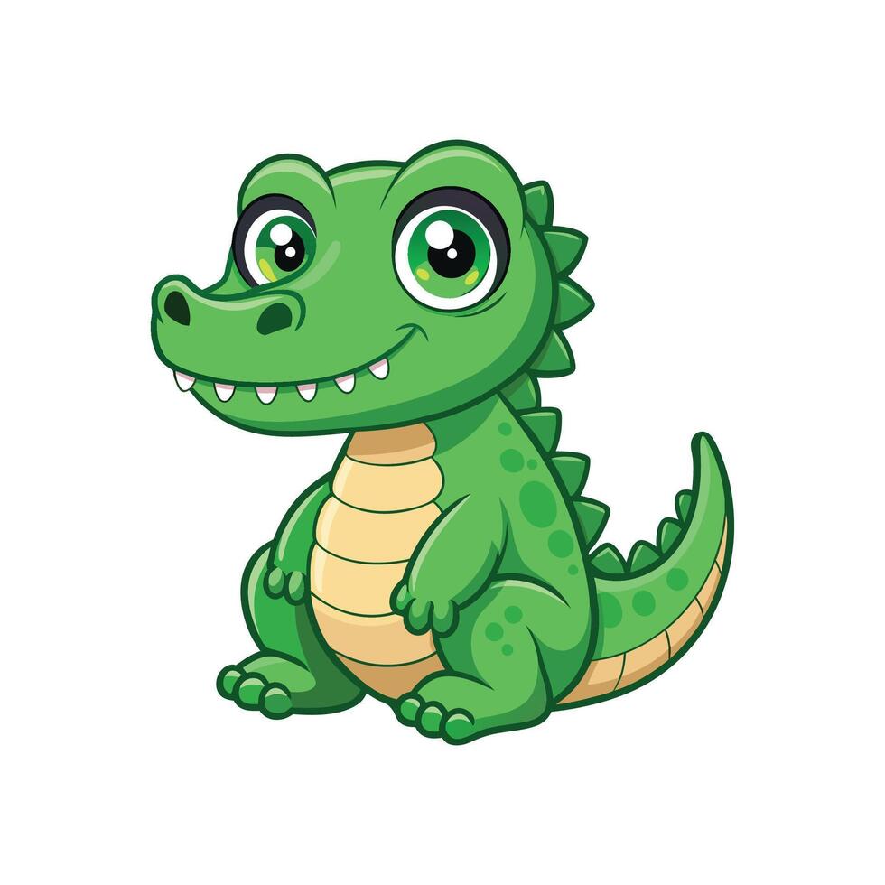 Charming Baby Alligator Sitting with Cautious Curiosity vector