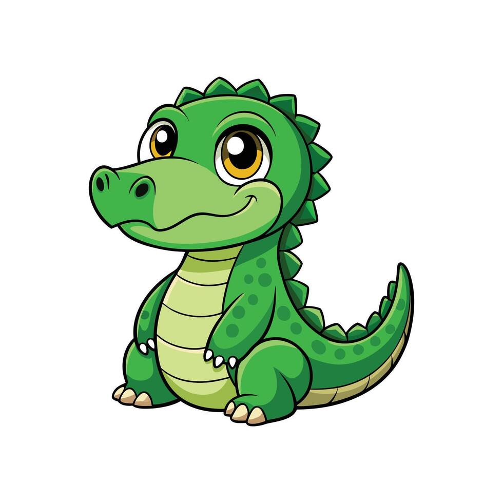 Adorable Baby Alligator Sitting and Eyeing Its Surroundings vector