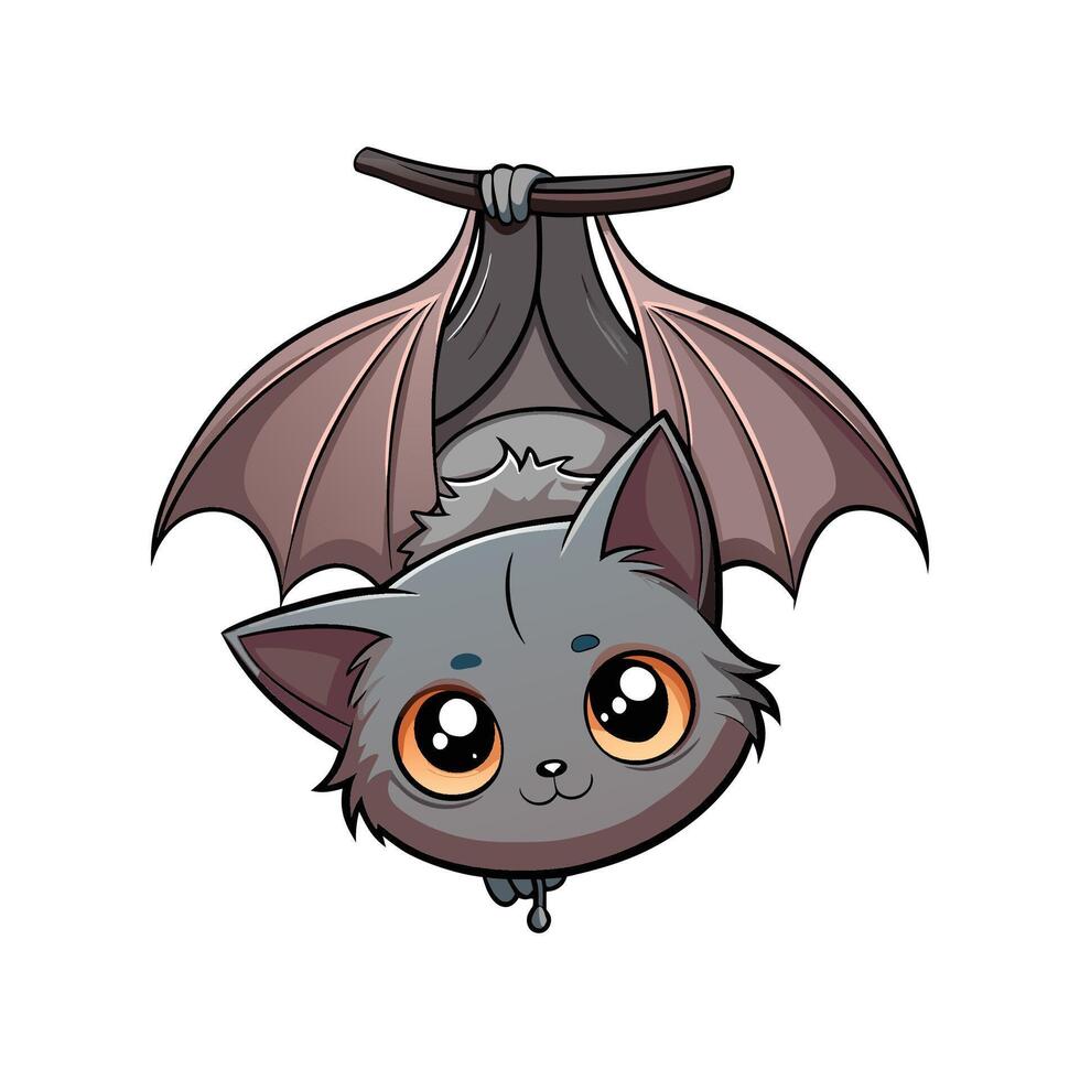 Charming Baby Bat Hanging Upside Down in Joy vector