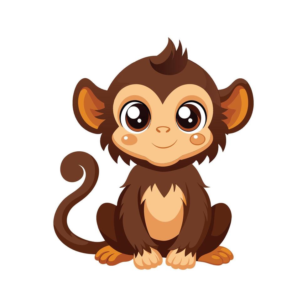 Charming Baby Monkey Sitting Cute and Engaging vector